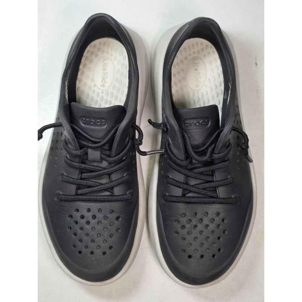 Crocs Inmotion Pacer Women's Sneakers Size 5 Black Gray Lightweight Lace Shoes